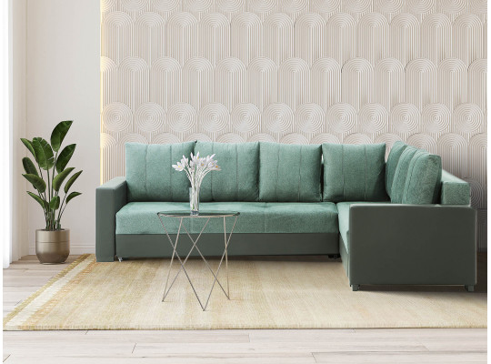 sofa HOBEL CORNER ERICA BLACK 4503/GREEN MOCASSI 5515 R(6)