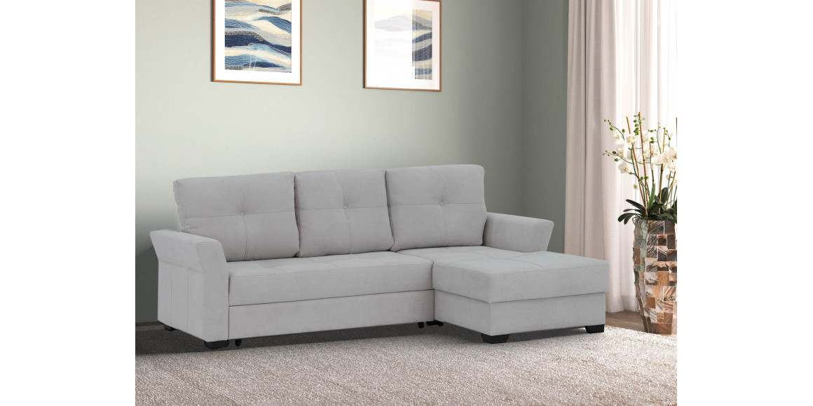 sofa HOBEL CORNER TEXAS LIGHT GREY BUKLE 8 R (5)