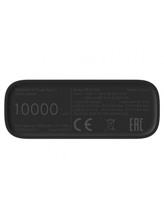 power bank XIAOMI MI 3 ULTRA COMPACT 10000 (PB1022ZM) BHR4412GL (BK)