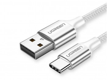 кабели UGREEN USB-A TO USB-C ALUMINUM BRAID 1M (WHITE)