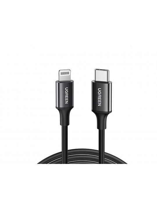 кабели UGREEN USB-C TO LIGHTNING NICKEL PLATING ABS SHELL 1M (BLACK)