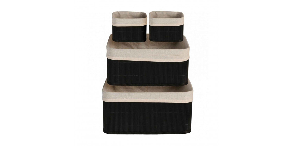 decorate objects KOOPMAN BASKET SET BAMBOO LINEN BLACK