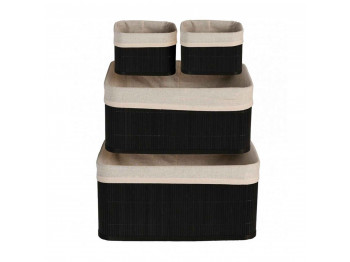 decorate objects KOOPMAN BASKET SET BAMBOO LINEN BLACK