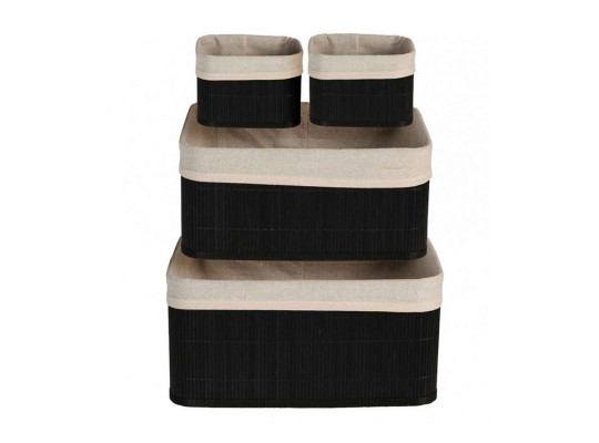 decorate objects KOOPMAN BASKET SET BAMBOO LINEN BLACK