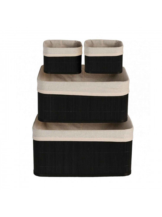 decorate objects KOOPMAN BASKET SET BAMBOO LINEN BLACK