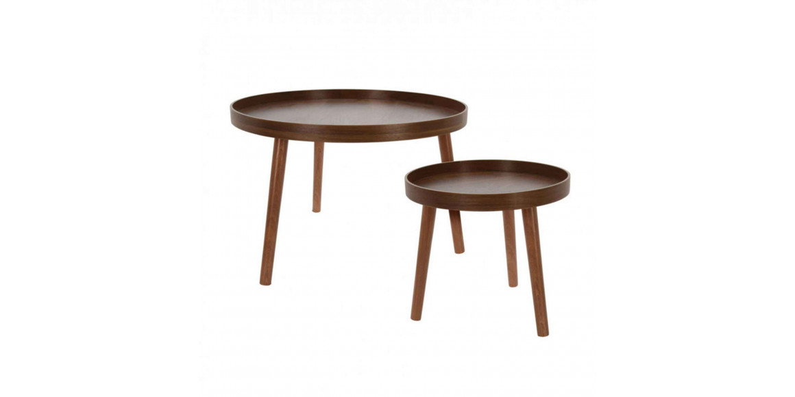 გვერდითი მაგიდა KOOPMAN ROUND SET 2PCS WALNUT