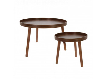 გვერდითი მაგიდა KOOPMAN ROUND SET 2PCS WALNUT