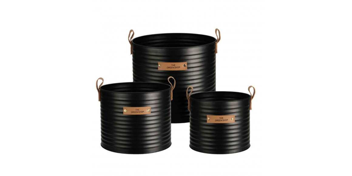 декоративные акссесуары KOOPMAN FLOWER POT BLACK SET3