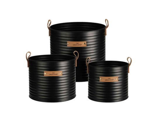 decorate objects KOOPMAN FLOWER POT BLACK SET3