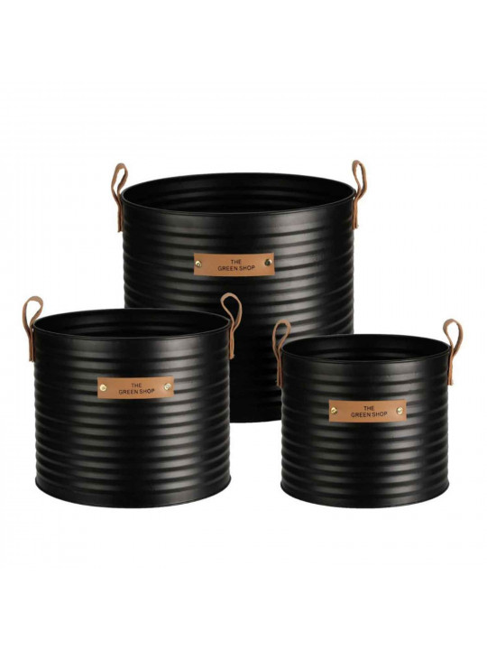 decorate objects KOOPMAN FLOWER POT BLACK SET3