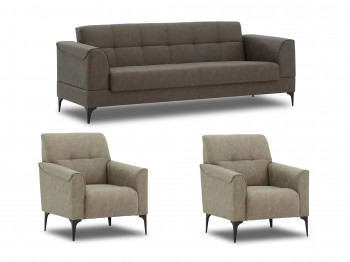 sofa set HOBEL MARK 3+1+1 (L8150AB, L8200AB) DARK BROWN KIPRUS 4/LIGHT BROWN KIPRUS 3 (3)
