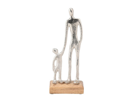 decorate objects KOOPMAN STATUE MAN AND CHILD 24CM SILVER (131995)