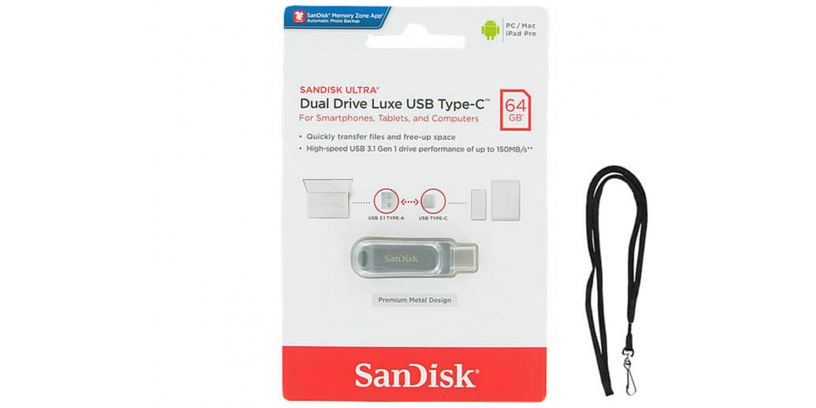 flash drive SANDISK ULTRA DUAL DRIVE LUXE SDDDC4-064G-G46 64GB USB3.1