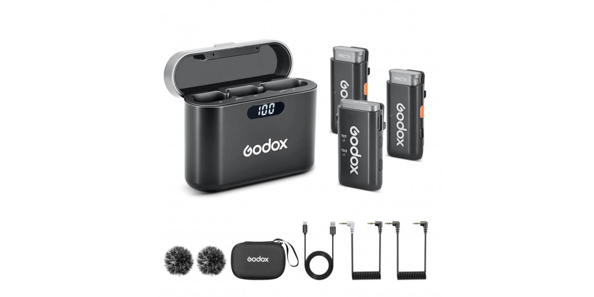 მიკროფონი GODOX 2.4GHZ WIRELESS MICROPHONE SYSTEM WEC KIT2 (BK)