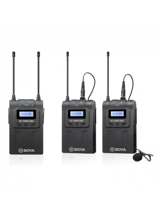 микрофоны BOYA BY-WM8 PRO-K2 DUAL CHANNEL UHF WIRELESS (BK)