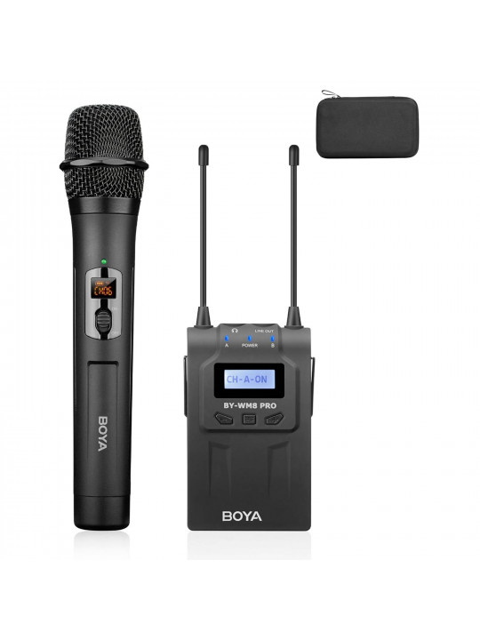 микрофоны BOYA BY-WM8 PRO-K3 CAMERA-MOUNT WIRELESS HANDHELD MICROPHONE SYSTEM (BK)