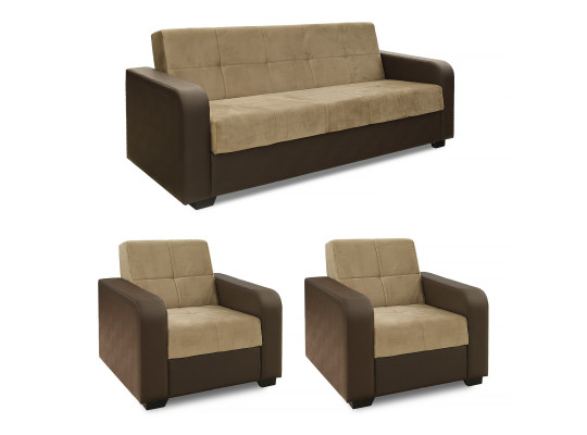 sofa set HOBEL FROST 3+1+1 COFFEE V460/ LIGHT BROWN LETTO 7 (4)