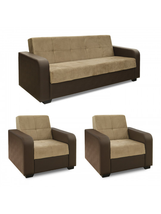 sofa set HOBEL FROST 3+1+1 COFFEE V460/ LIGHT BROWN LETTO 7 (4)