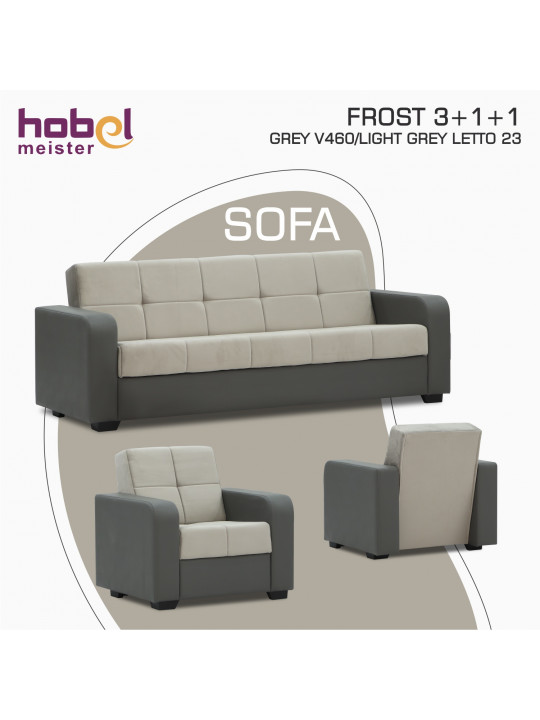 sofa set HOBEL FROST 3+1+1 GREY V460/LIGHT GREY LETTO 23 (4)