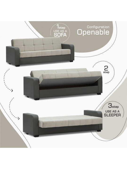 sofa set HOBEL FROST 3+1+1 GREY V460/LIGHT GREY LETTO 23 (4)