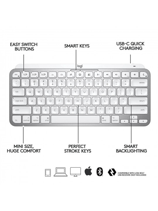 კლავიატურა LOGITECH MX KEYS MINI BLUETOOTH KEYBOARD (GY)