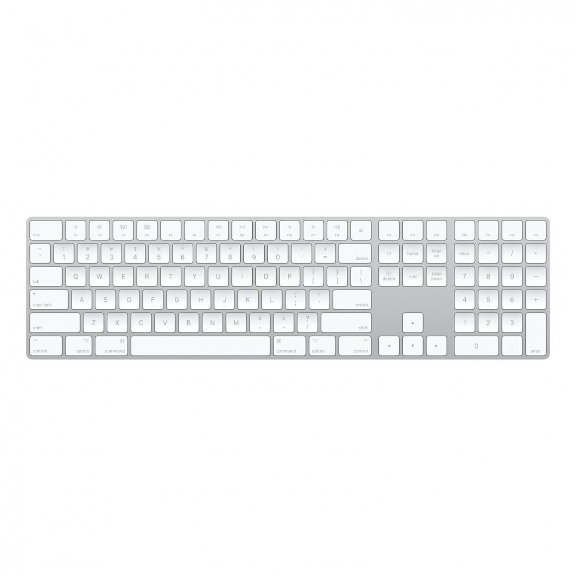 keyboard APPLE MAGIC KEYBOARD WITH NUMERIC KEYPAD WIRELESS RECHARGABLE SILVER MQO52LL/A (SILVER)