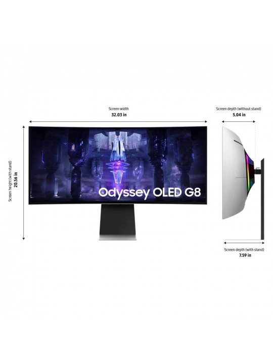 монитор SAMSUNG ODYSSEY OLED G8 LS34BG850SIXCI 34 CURVED UHD 3840X2160 0.1MS 175HZ