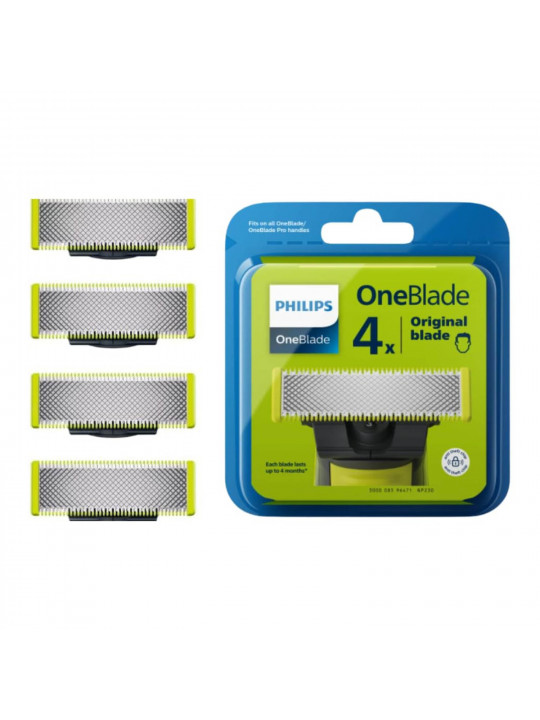 თმის საკრეჭი და ტრიმერი PHILIPS ONEBLADEC REPLACEMENT BLADE 4 PACK QP240/50 (SILVER)