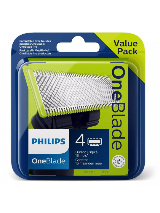 თმის საკრეჭი და ტრიმერი PHILIPS ONEBLADEC REPLACEMENT BLADE 4 PACK QP240/50 (SILVER)