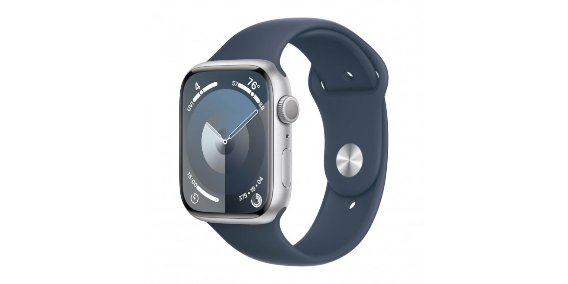 სმარტ საათი APPLE WATCH SERIES 9 GPS 45MM SILVER ALUMINUM CASE WITH STORM BLUE SPORT BAND MR9E3 M/L (SILVER)