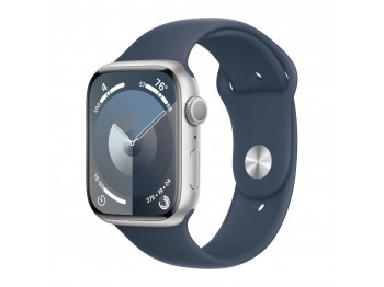 смарт-часы APPLE WATCH SERIES 9 GPS 45MM SILVER ALUMINUM CASE WITH STORM BLUE SPORT BAND MR9E3 M/L (SILVER)