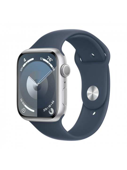 смарт-часы APPLE WATCH SERIES 9 GPS 45MM SILVER ALUMINUM CASE WITH STORM BLUE SPORT BAND MR9E3 M/L (SILVER)