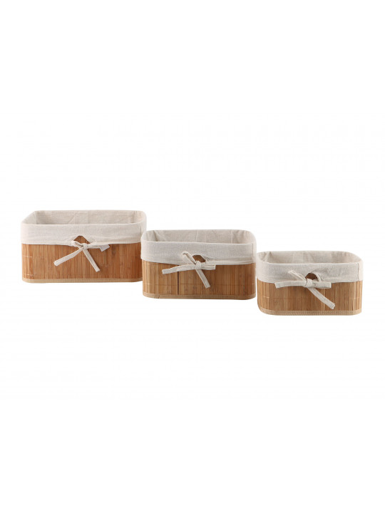 decorate objects KOOPMAN BASKET SET BAMBOO WITH LINEN