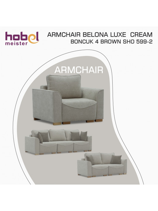 დივანი HOBEL BELONA LUXE 1 CREAM BONCUK 4/ BROWN SHO 599-2 (3)