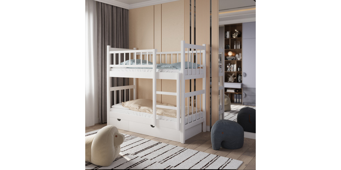 საბავშვთა საწოლი HOBEL TWO STOREY EX-B53 SHELF 90X190 WHITE (8)