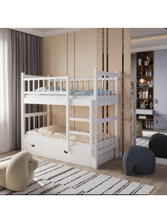 детский кровать HOBEL TWO STOREY EX-B53 SHELF 90X190 WHITE (8)
