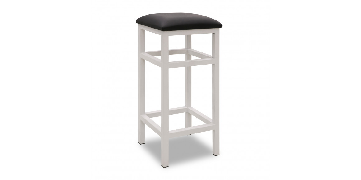 სკამი HOBEL 35x35x80 WHITE METAL/ LEATHER BLACK(1)