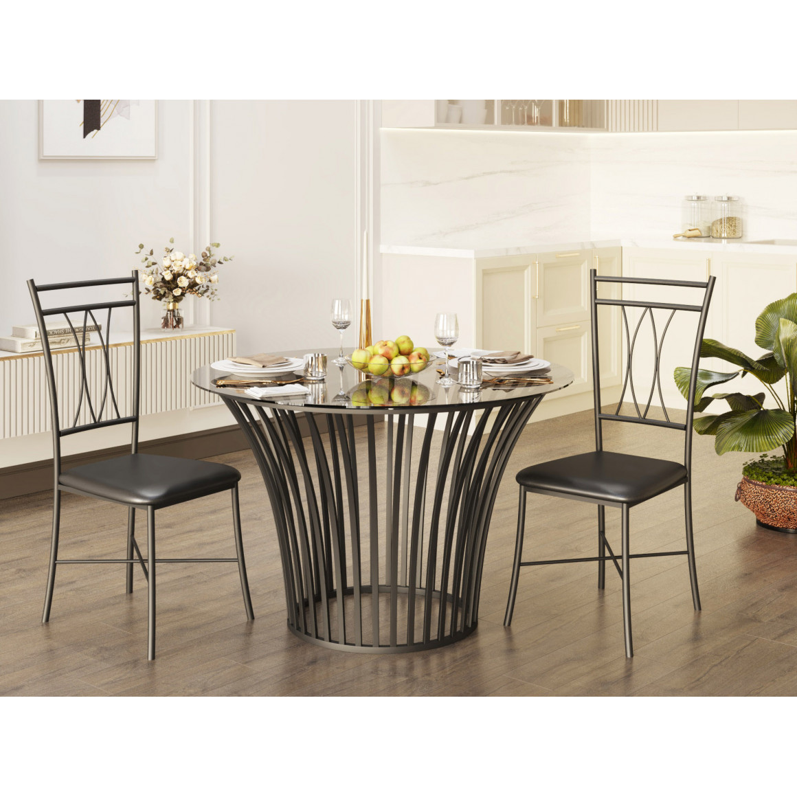 стул HOBEL NIZZA-CH-163 METAL BLACK/GREY (1)