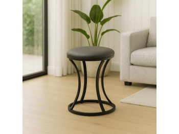stool & pouf HOBEL RING METAL BLACK/LEATHER GREY (1)