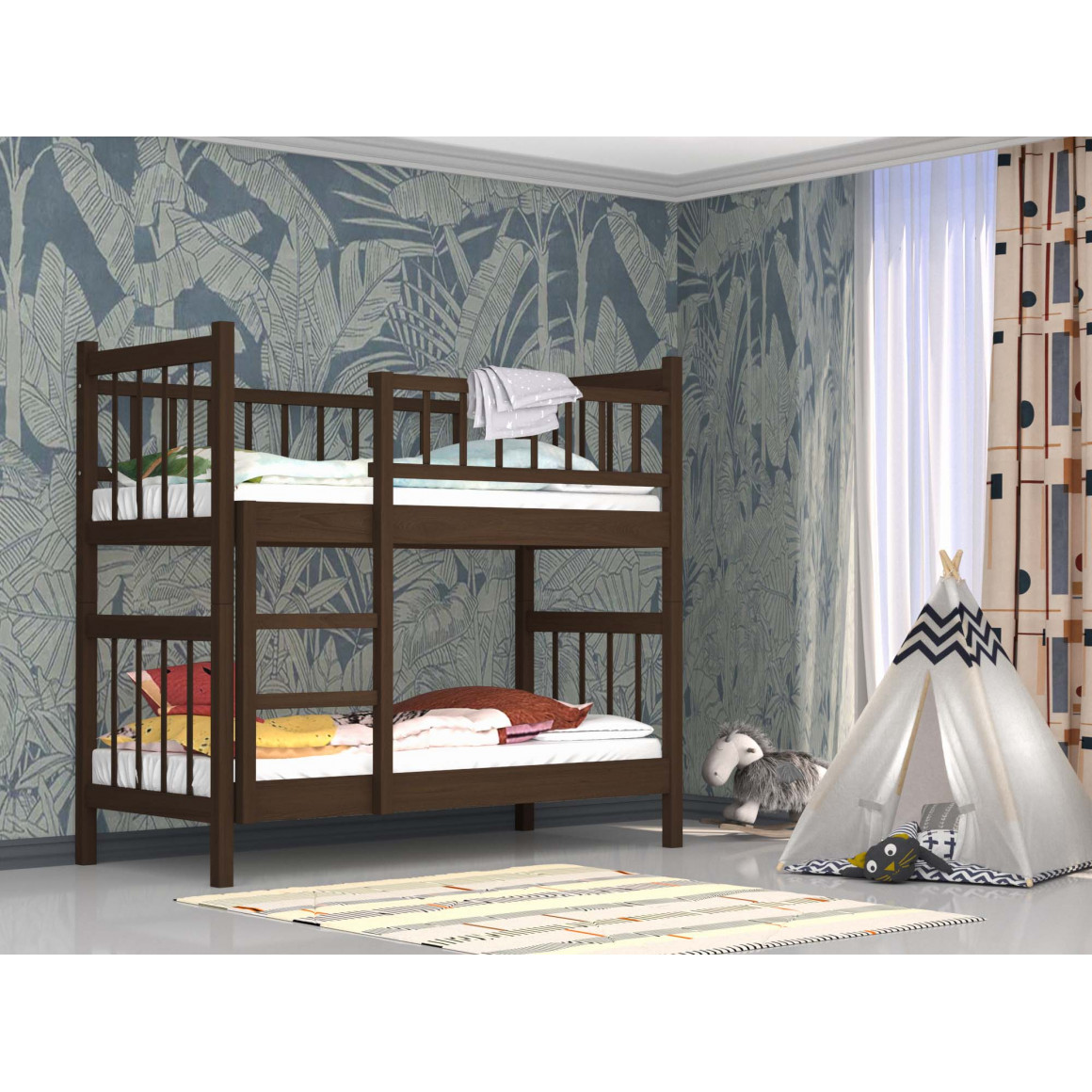 bed for children HOBEL TWO-STOREY EX-B53 90X190 BROWN PIGMENT (7)