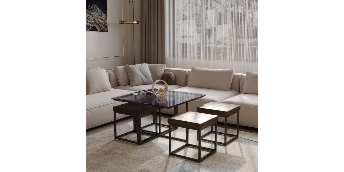 coffee table HOBEL WMX-CT-48 BLACK METAL/BLACK GLASS FM (3)