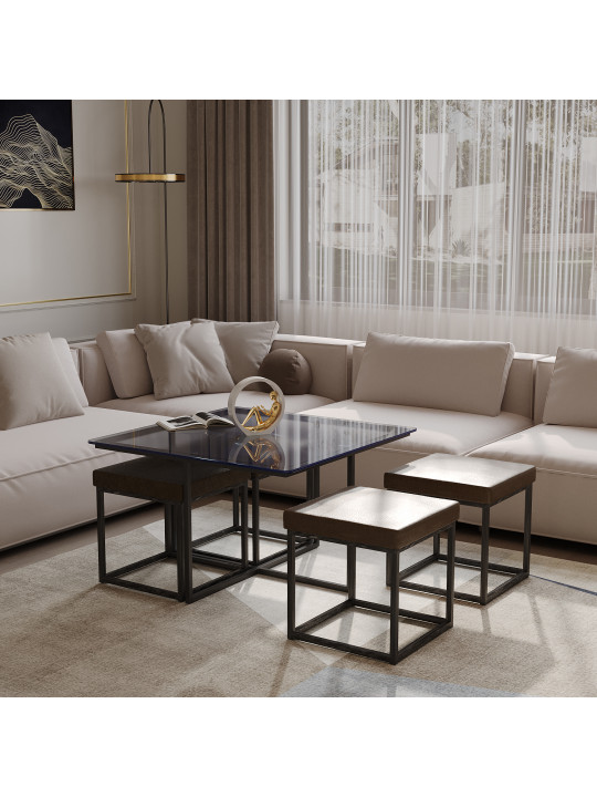 coffee table HOBEL WMX-CT-48 BLACK METAL/BLACK GLASS FM (3)