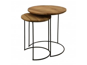 გვერდითი მაგიდა KOOPMAN END TABLE TEAK SET OF 2PCS