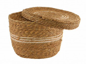 decorate objects KOOPMAN BASKET SET CATTAIL LEAF ROUND