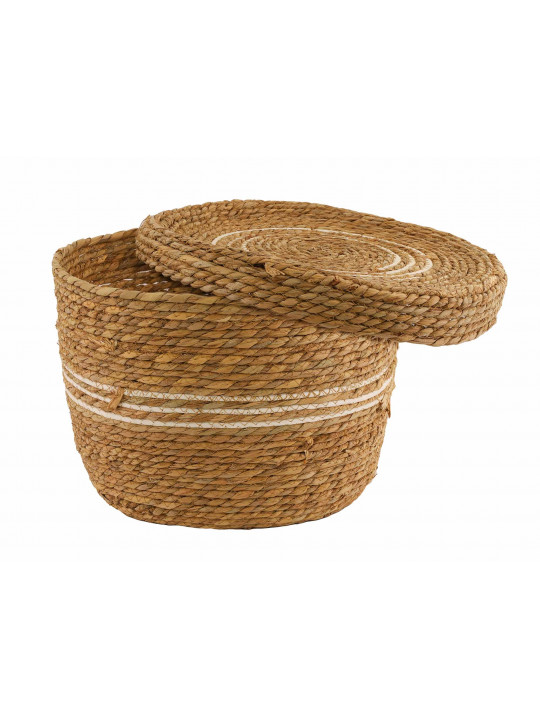 decorate objects KOOPMAN BASKET SET CATTAIL LEAF ROUND