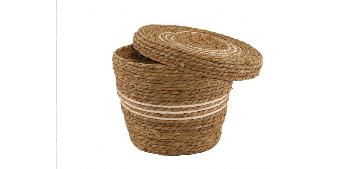 decorate objects KOOPMAN BASKET SET CATTAIL LEAF ROUND
