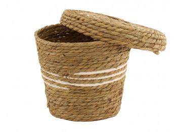 decorate objects KOOPMAN BASKET SET CATTAIL LEAF ROUND
