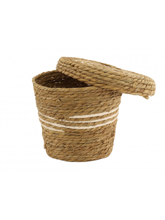 decorate objects KOOPMAN BASKET SET CATTAIL LEAF ROUND
