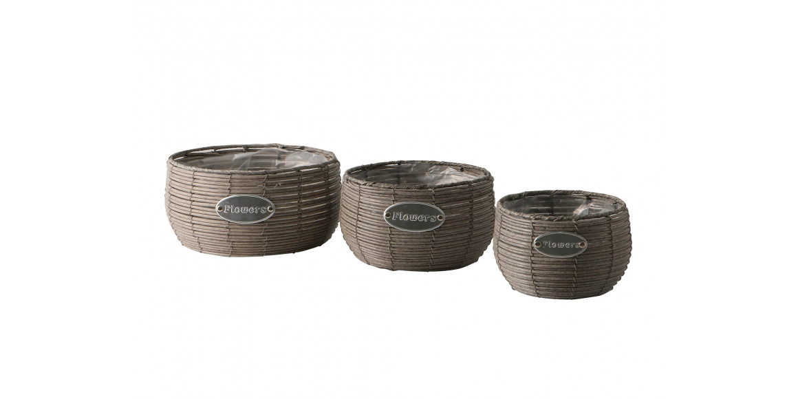 декоративные акссесуары KOOPMAN FLOWERPOT SET 3PCS TAUPE