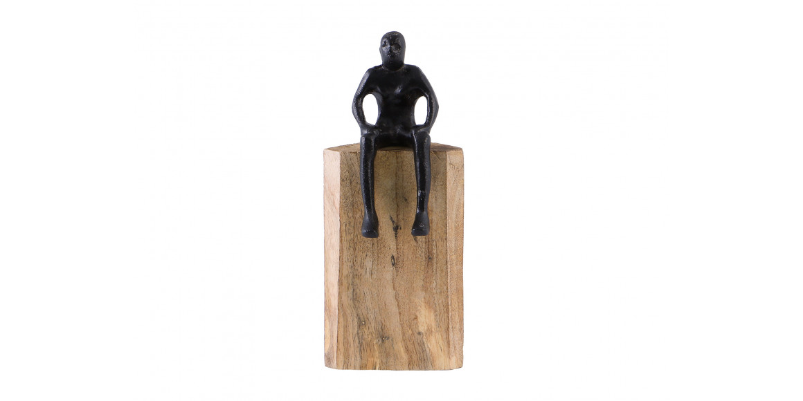 decorate objects KOOPMAN STATUE ON WOOD BLOCK 23CM
